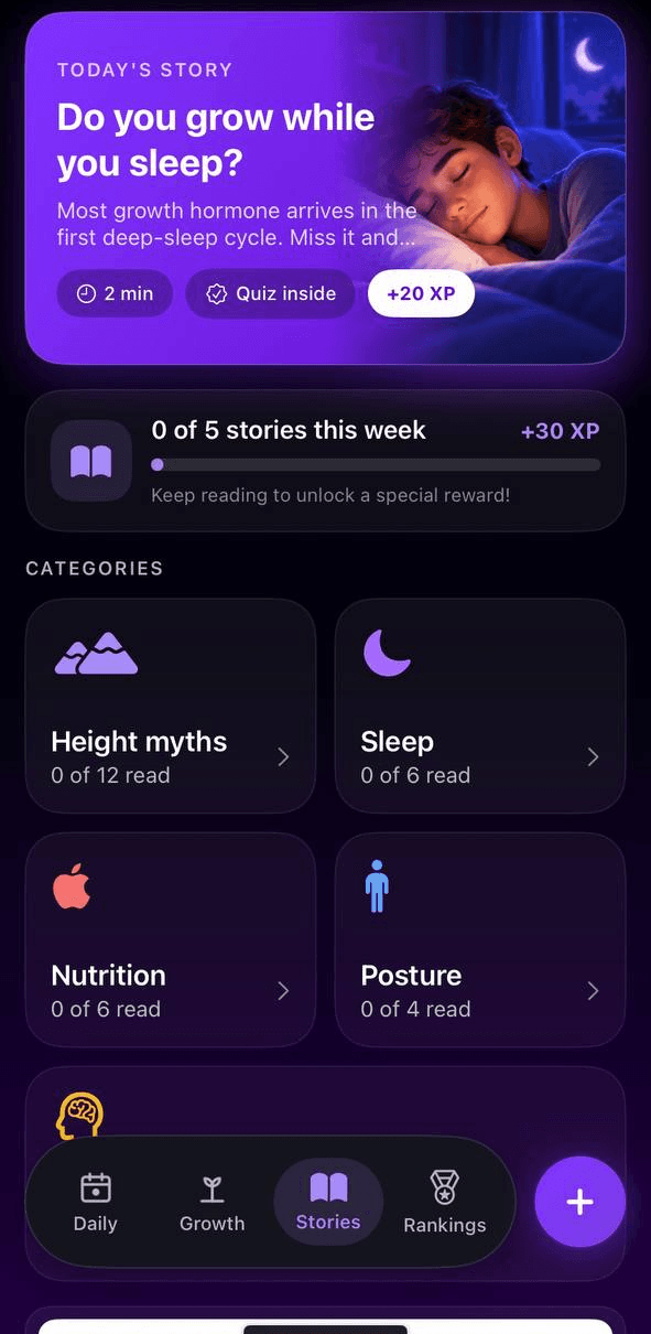 TallerTeen daily stories about sleep, nutrition, posture and height myths