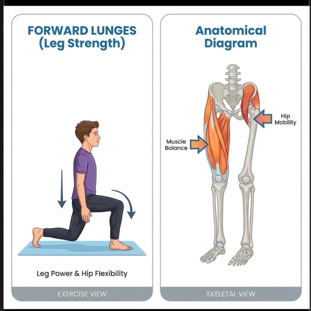 Forward Lunges - height growth exercise